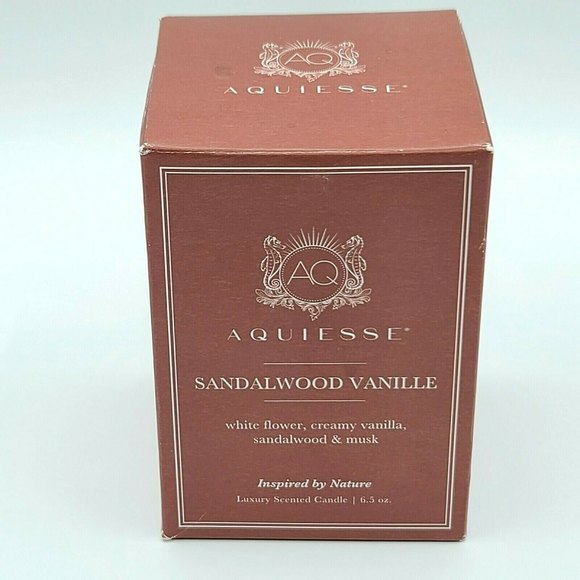 Aquiesse Luxury Scented Soy Candle SANDALWOOD VANILLE 6.5 oz New in Box - Picture 3 of 6